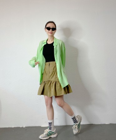 Khaki Ruffle Skirt #250331